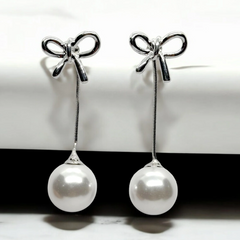Bow & Pearl Drop Earrings