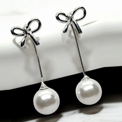 Bow & Pearl Drop Earrings