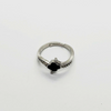 Dainty Black Clover & Silver Ring