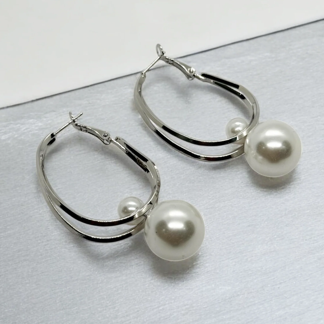 Luxury Titanium Pearl Earrings