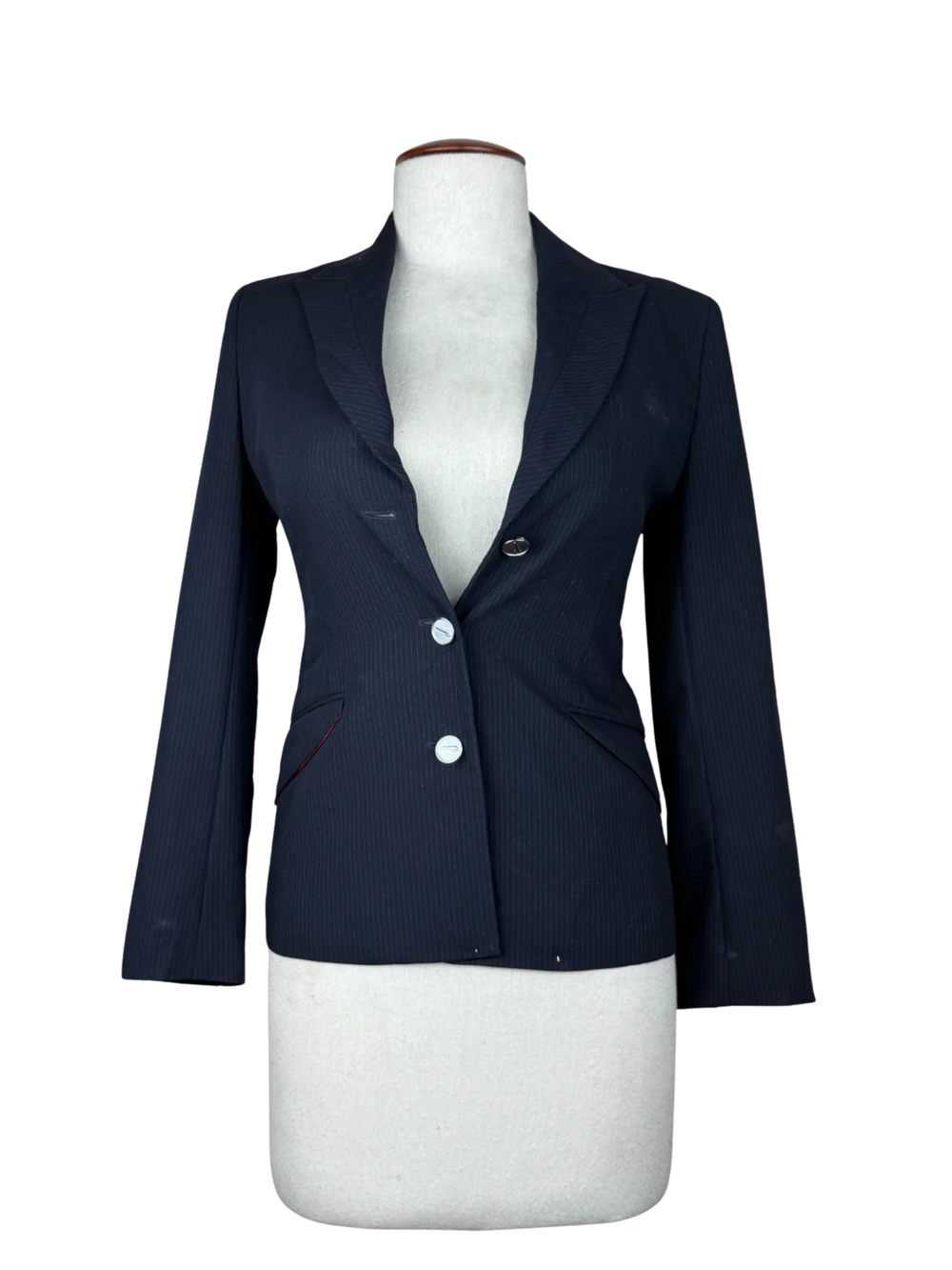 Preloved Premium Women Bolero Coatt by JULIEN MACDONALD, Blue Polyester + Wool for Womens - OTS Thrift Shop Lahore Pakistan