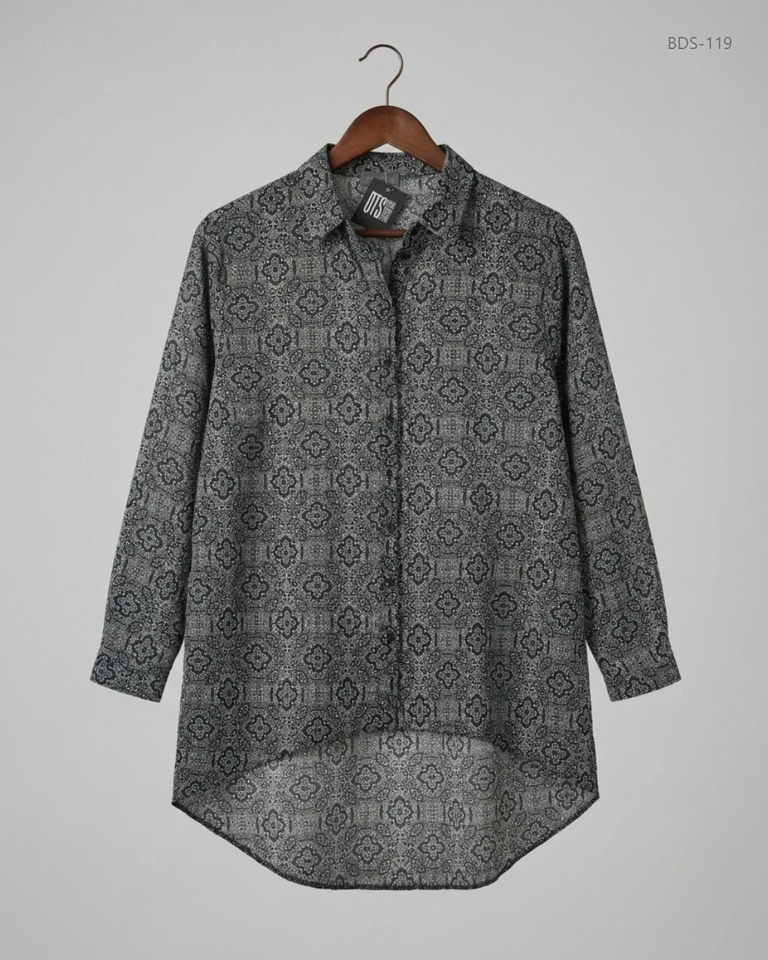 Preloved Premium Button Down Shirt by Papaya, Black Polyester for Womens - OTS Thrift Shop Peshawar Pakistan