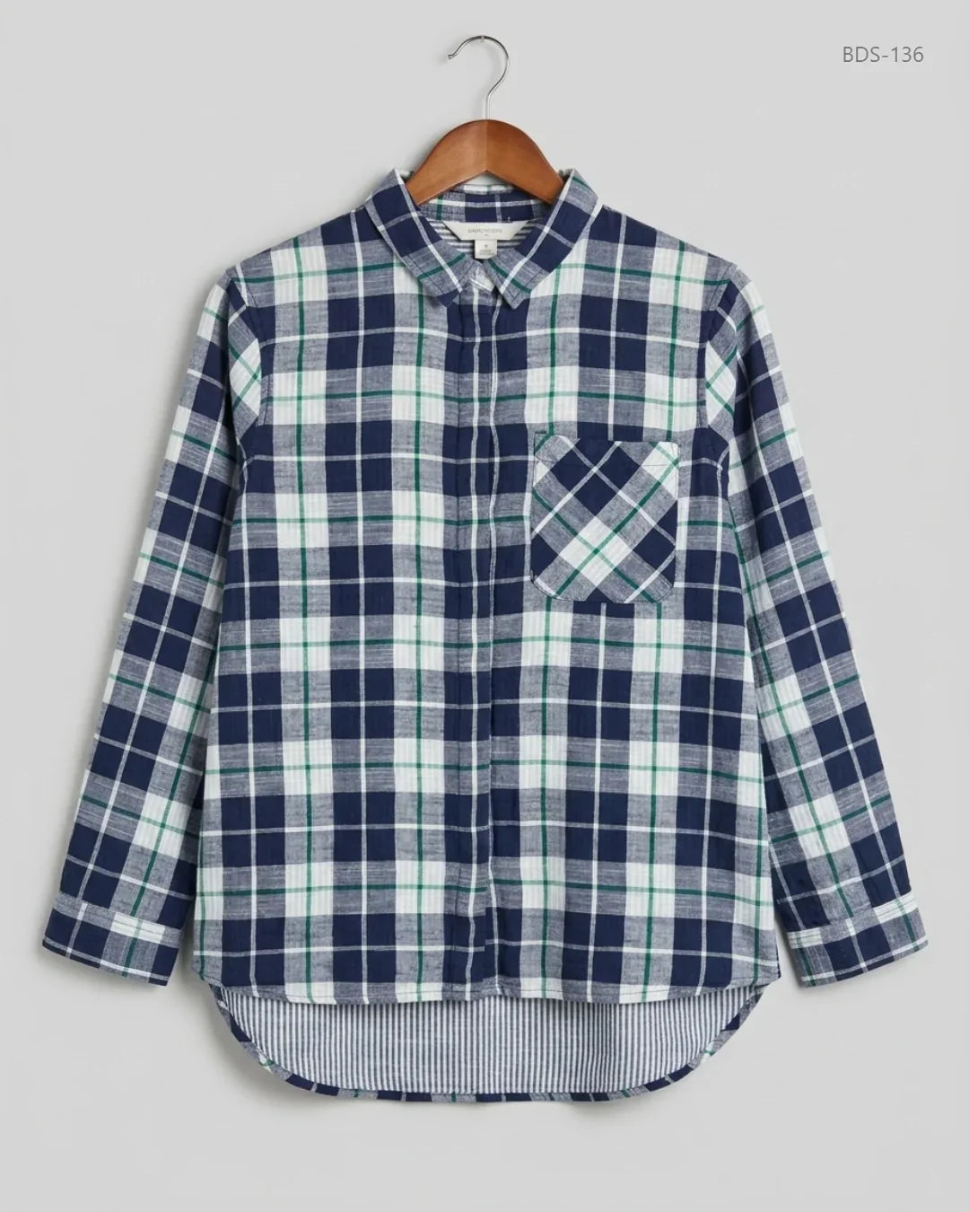 Preloved Premium Button Down Shirt by Marks & Spencer, Blue Cotton for Womens - OTS Thrift Shop Islamabad Pakistan