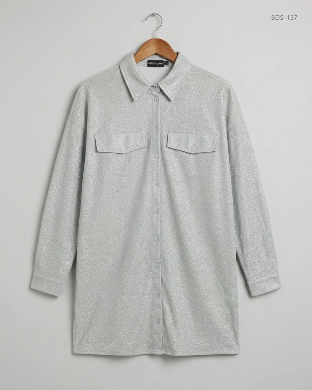 Shop Premium Button Down Shirt by PRETTYLITTLETHING | Preloved Branded Clothes | Grey POLYESTER | Womens | OTS Thrift Store Karachi Pakistan