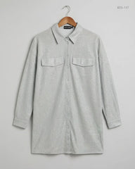 Shop Premium Button Down Shirt by PRETTYLITTLETHING | Preloved Branded Clothes | Grey POLYESTER | Womens | OTS Thrift Store Karachi Pakistan