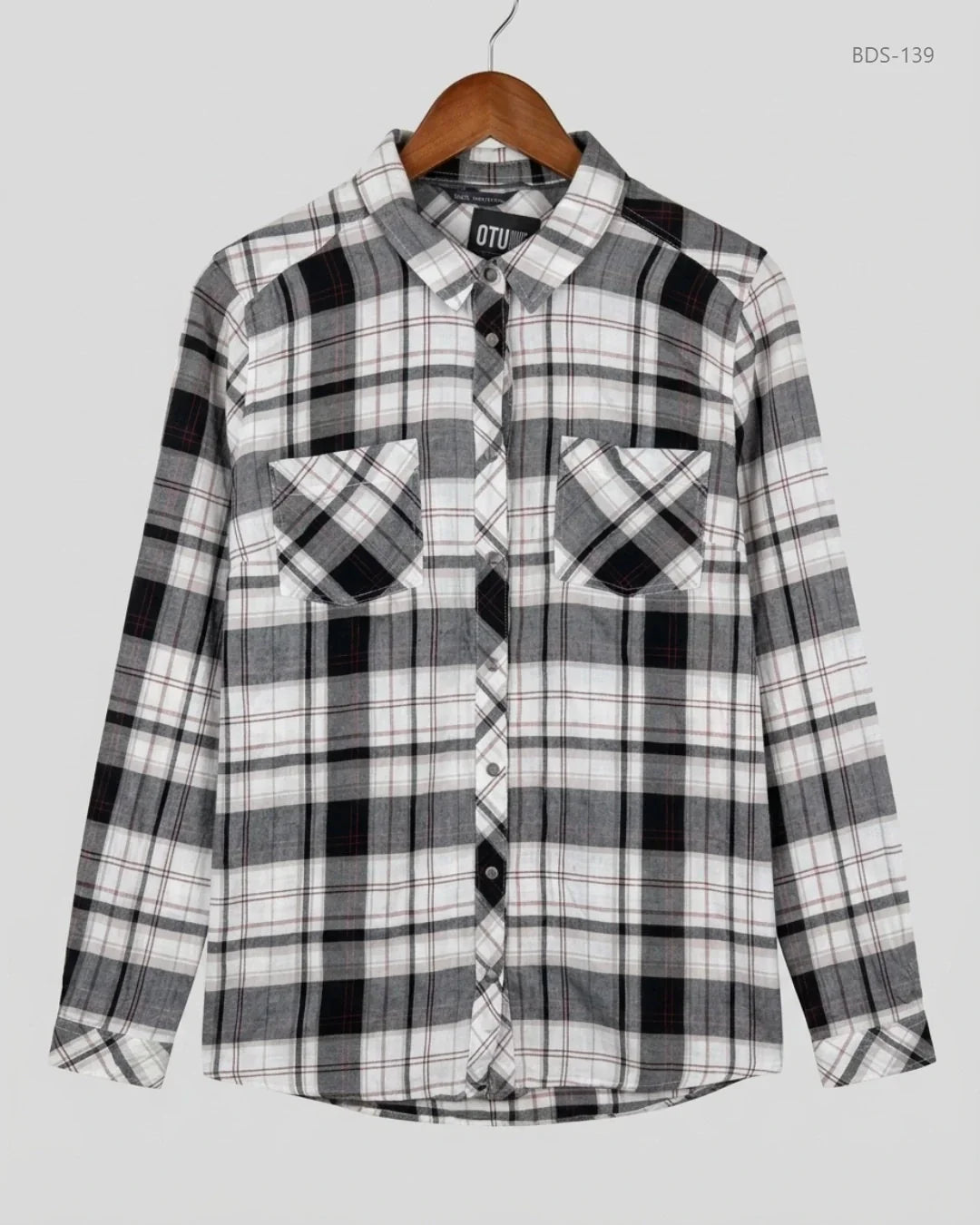 Shop Premium Button Down Shirt by Marks & Spencer | Preloved Branded Clothes | Black & White Cotton | Womens | OTS Thrift Store Karachi Pakistan