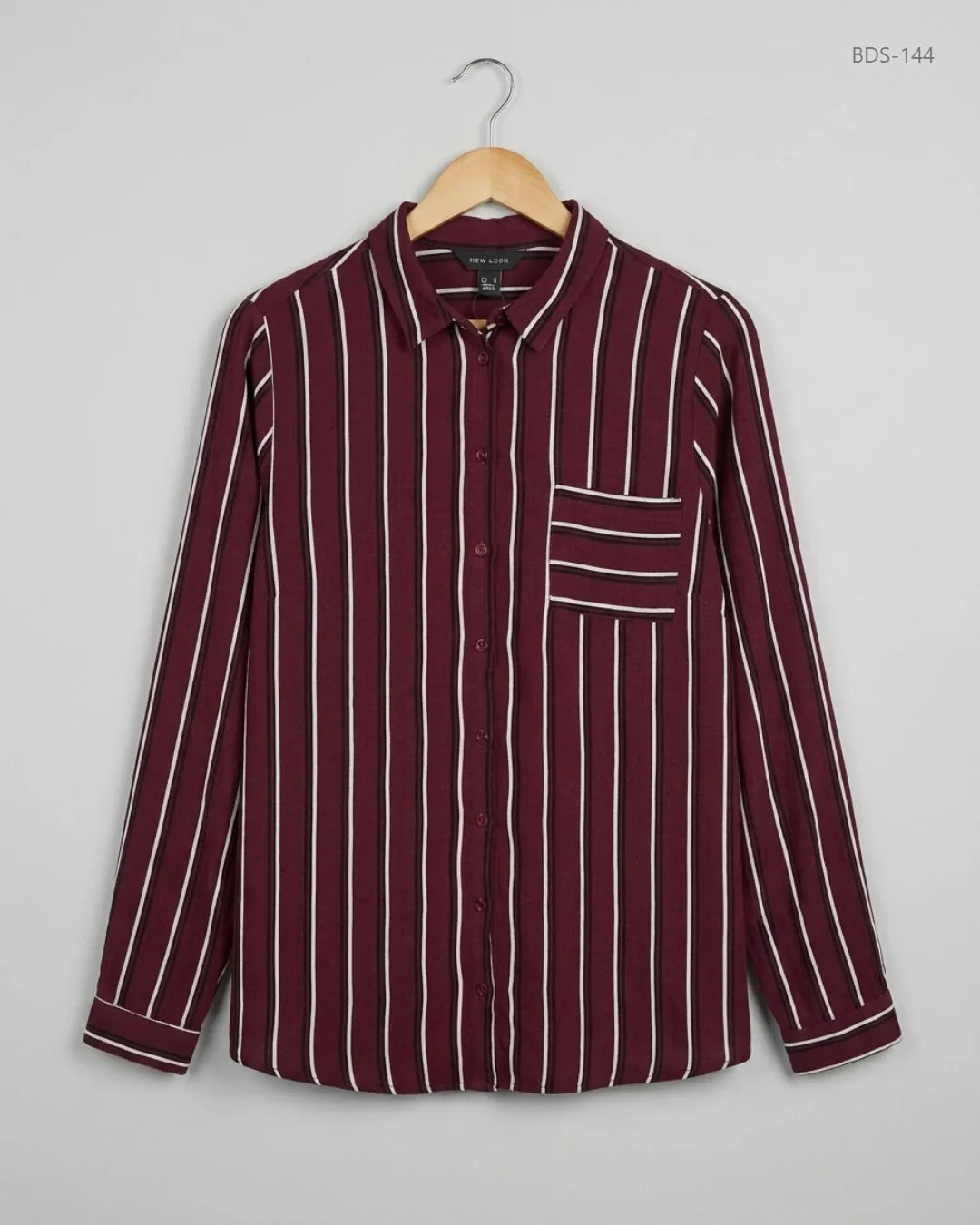 Button Down Shirt | New Look | Preloved Branded | Maroon POLYESTER | Premium | OTS Thrift Store Peshawar Pakistan