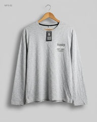 Men's Full Sleeves T-Shirt | CUT LABEL | Preloved Branded | Gray Cotton | Premium | OTS Thrift Store Peshawar Pakistan