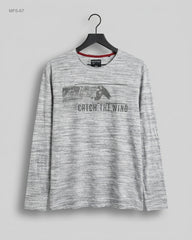 Preloved Premium Men's Full Sleeves T-Shirt by BEXLEYS, Grey Cotton for Men - OTS Thrift Shop Islamabad Pakistan
