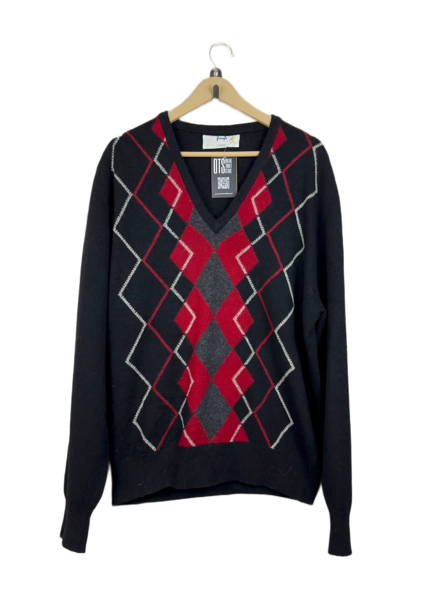 UK Imported secondhand Men's Jumpers & Sweaters - Pringle of Scotland brand, Black Wool, Excellent condition, for Men - Online Thrift Store Karachi Pakistan