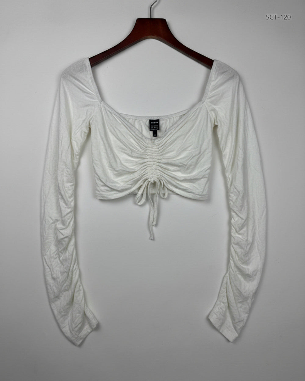 Secondhand Branded Summer Crop Tops by Shein, White Polyester fabric, Premium condition, for Womens - Online Thrift Shop Peshawar Pakistan