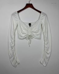 Secondhand Branded Summer Crop Tops by Shein, White Polyester fabric, Premium condition, for Womens - Online Thrift Shop Peshawar Pakistan