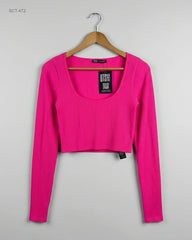 Preloved Premium Summer Crop Tops by DUNNES, Pink Polyester for Womens - OTS Thrift Shop Lahore Pakistan