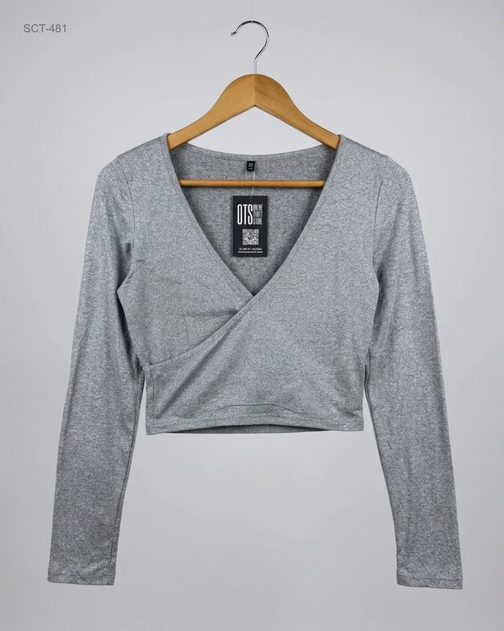 Secondhand Branded Summer Crop Tops by Shein, Gray Polyester fabric, Premium condition, for Womens - Online Thrift Shop Peshawar Pakistan