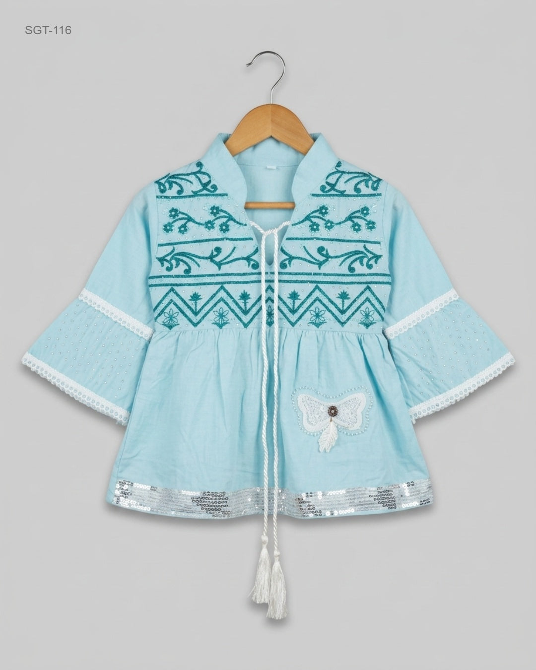 Shop Premium Girls Summer Tops by CUT LABEL | Preloved Branded Clothes | Blue Cotton | Girls | OTS Thrift Store Karachi Pakistan