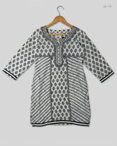 Preloved Premium Summer Kurti by RUPALI, Black & White LAWN for Womens - OTS Thrift Shop Islamabad Pakistan