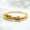 Crystals Line Luxury Nail Bangle With Ring
