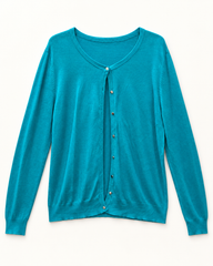 Turquoise women's preloved button-down cardigan, VW-BLWC113