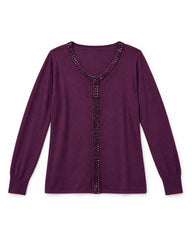 Plum women's preloved button-down cardigan, VW-BLWC18