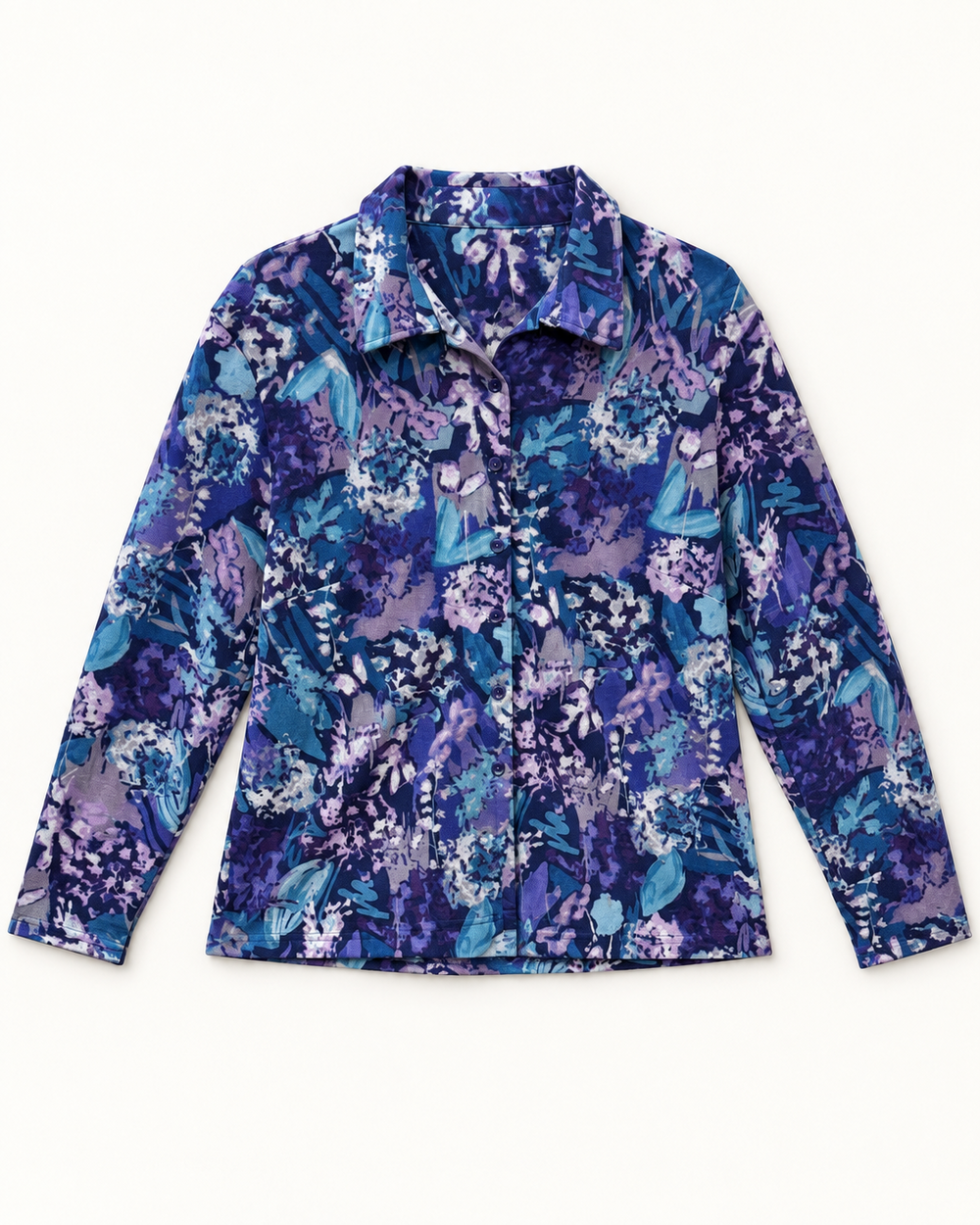 Blue Floral women's preloved button-down cardigan, VW-BLWC39