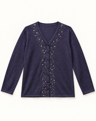 Navy Blue women's preloved button-down cardigan, VW-BLWC43