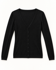 Black women's preloved button-down cardigan, VW-BLWC60