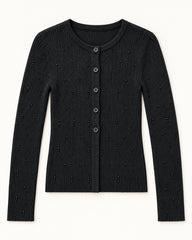Black women's preloved button-down cardigan, VW-BLWC64