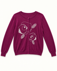 Magenta Floral women's preloved button-down cardigan, VW-BLWC74