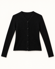 Black women's preloved button-down cardigan, VW-BLWC77