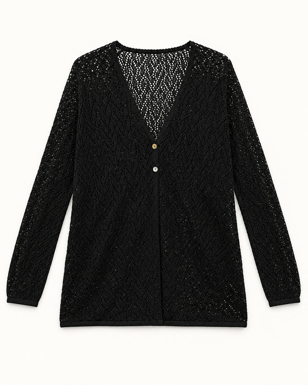 Black women's preloved button-down cardigan, VW-BLWC85