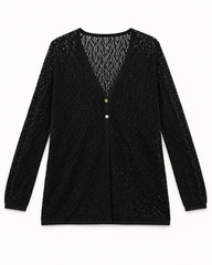 Black women's preloved button-down cardigan, VW-BLWC85
