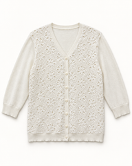 Ivory women's preloved button-down cardigan, VW-BLWC95