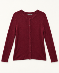 Burgundy women's preloved button-down cardigan, VW-BLWC97