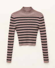 Dusty Pink & Black women's preloved winter crop top, VW-CTP150