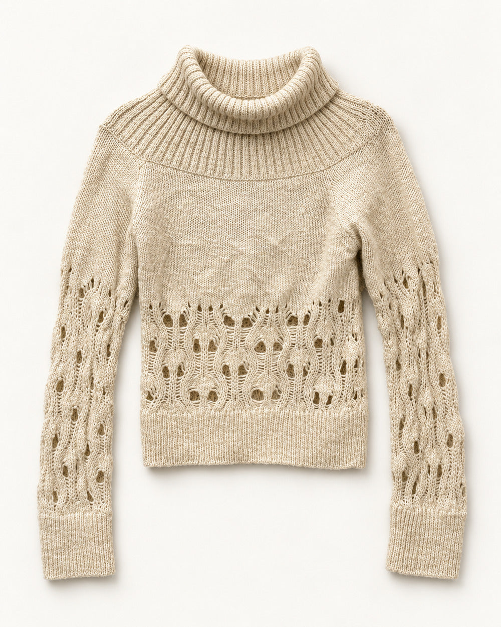 Cream women's preloved winter crop top, VW-CTP192