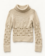 Cream women's preloved winter crop top, VW-CTP192