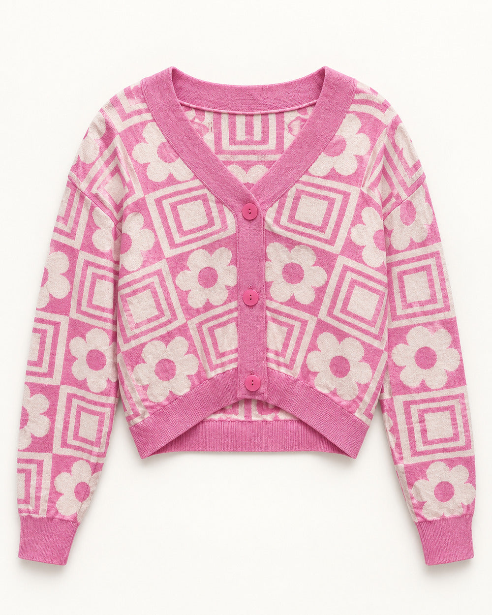 Pink & Blush Pink women's preloved heavy button cardigan, VW-HBC09