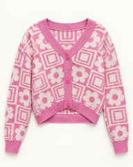 Pink & Blush Pink women's preloved heavy button cardigan, VW-HBC09