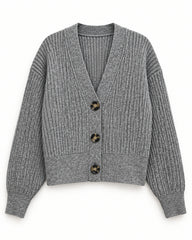 Light Grey & Taupe women's preloved heavy button cardigan, VW-HBC101
