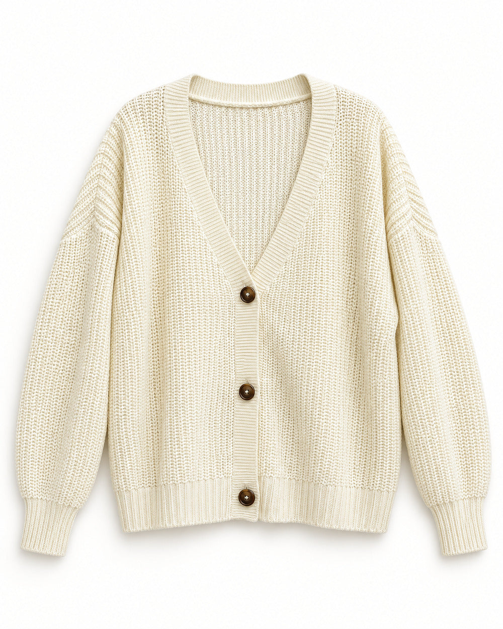 Cream women's preloved heavy button cardigan, VW-HBC105