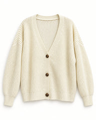 Cream women's preloved heavy button cardigan, VW-HBC105