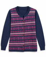 Navy & Plum women's preloved heavy button cardigan, VW-HBC107