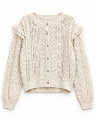 Cream women's preloved heavy button cardigan, VW-HBC108