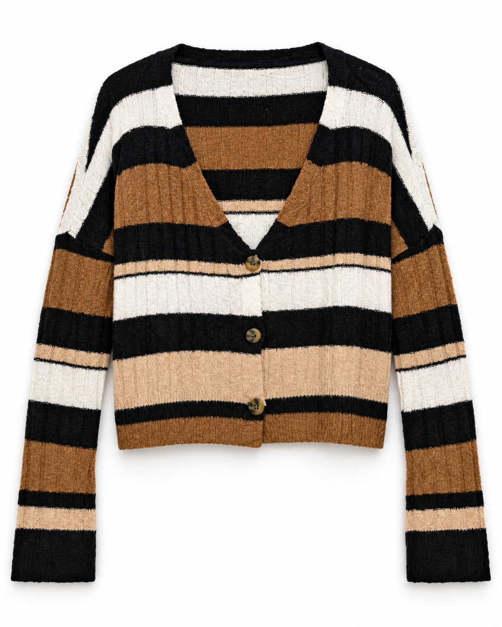 Charcoal Grey & Camel women's preloved heavy button cardigan, VW-HBC119