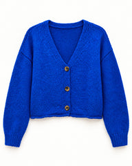 Blue women's preloved heavy button cardigan, VW-HBC123