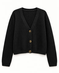 Black women's preloved heavy button cardigan, VW-HBC131
