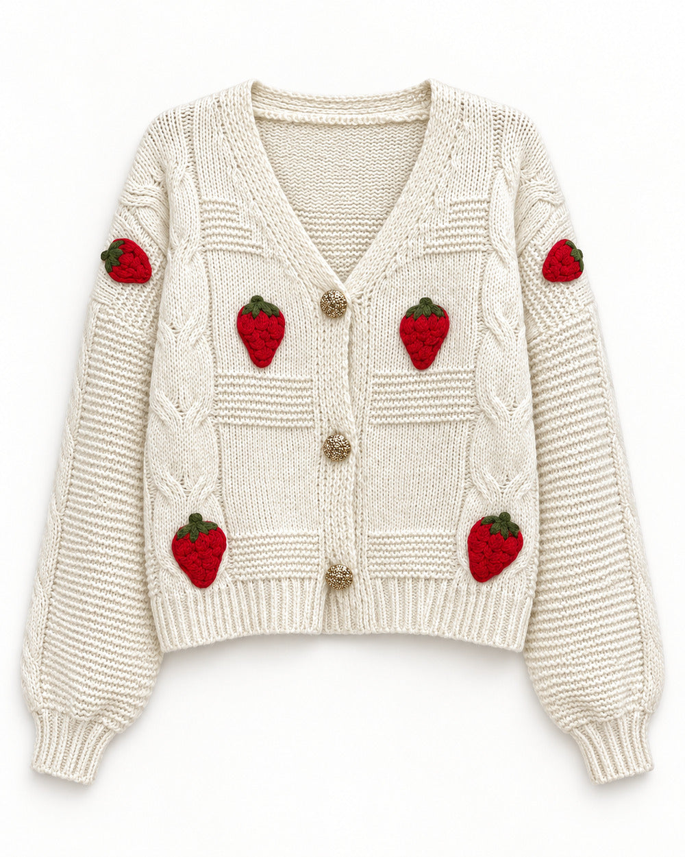 Cream women's preloved heavy button cardigan, VW-HBC132