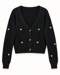 Charcoal Grey women's preloved heavy button cardigan, VW-HBC134