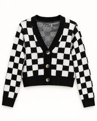 Black women's preloved heavy button cardigan, VW-HBC136