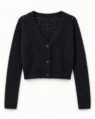 Charcoal Grey women's preloved heavy button cardigan, VW-HBC14